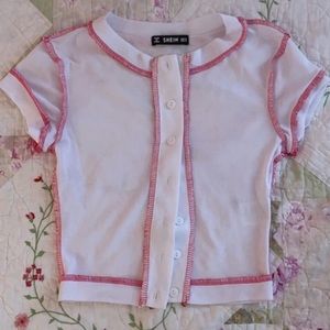 White and pink crop top